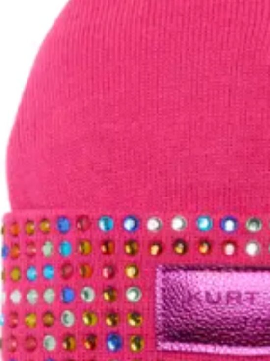 NWT Kurt Geiger London Logo Patch Crystal Cuff Beanie One Size, FUCHSIA MULTI main image 6